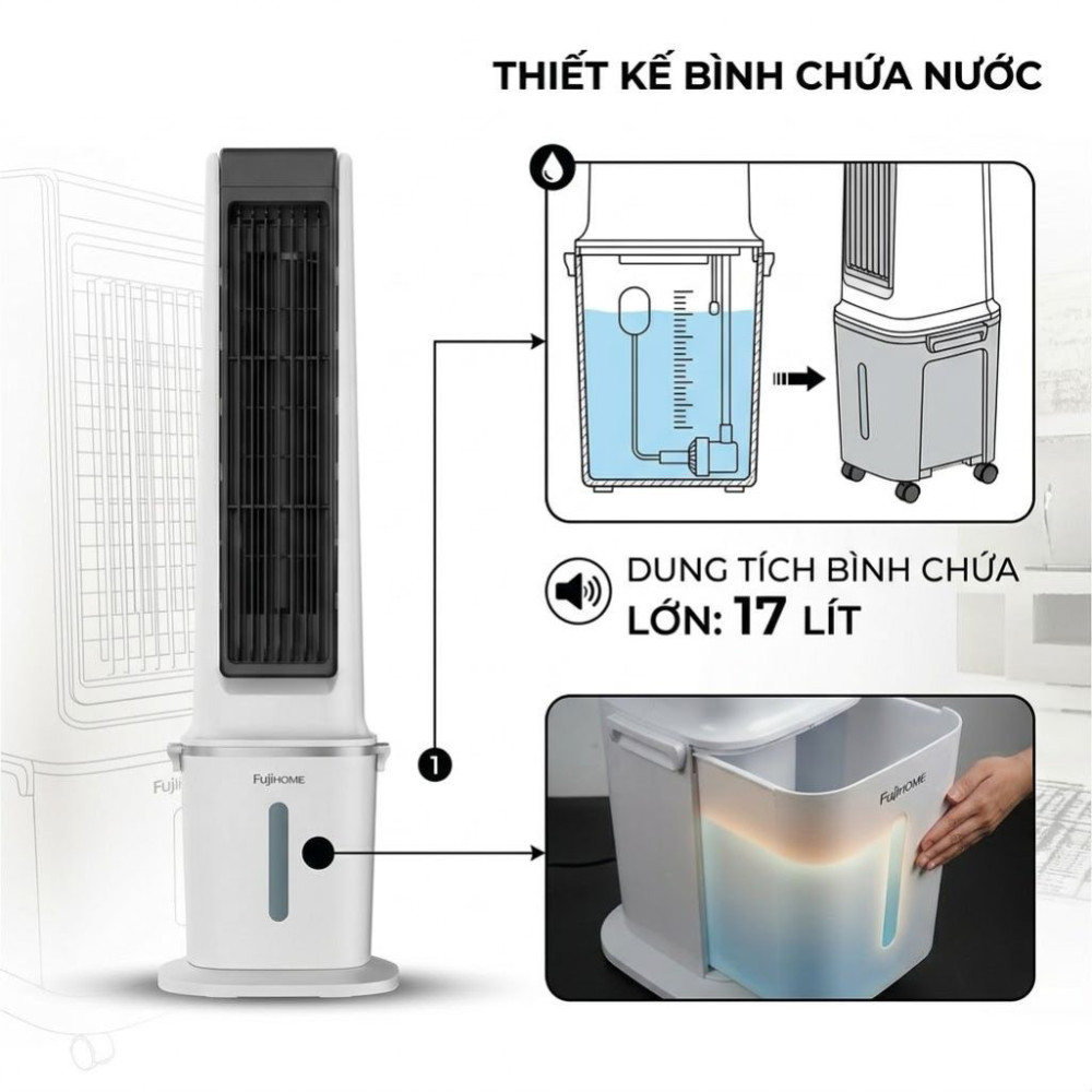 Quạt làm mát không khí hơi nước Fujihome AC-17N - Hàng chính hãng