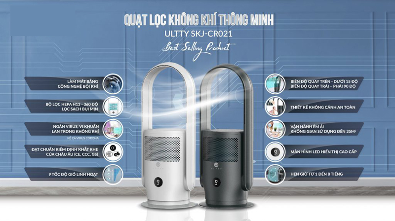Quạt lọc không khí không cánh Ultty SKJ-CR021 - Hàng chính hãng