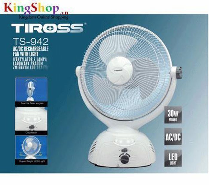 Quạt sạc Tiross TS942 - Hàng chính hãng
