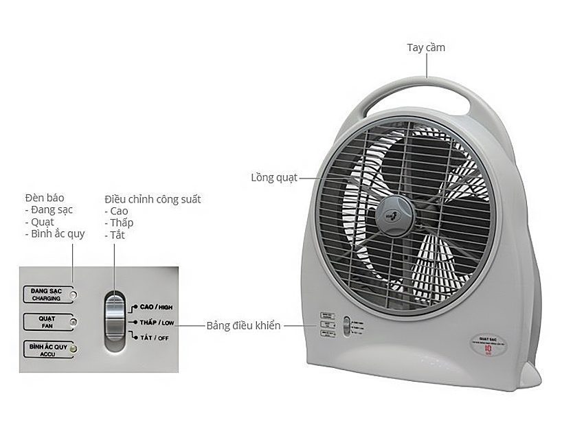 Quạt sạc điện Asia QS-1001 - Hàng chính hãng