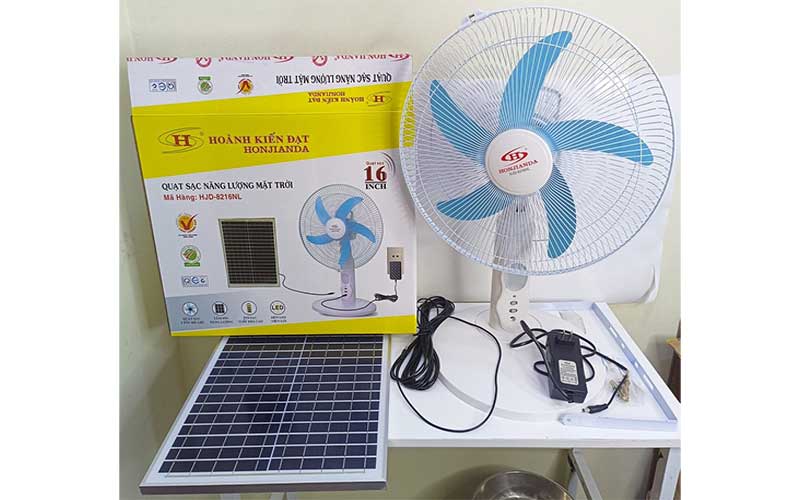 Quạt sạc năng lượng mặt trời Honjianda HJD-8216NL - Hàng chính hãng