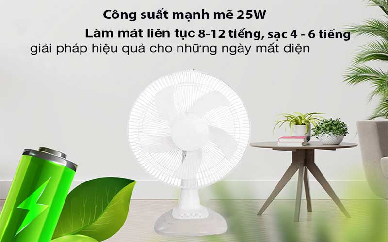 Quạt sạc năng lượng mặt trời Stand Fan JQ001-W - Hàng chính hãng