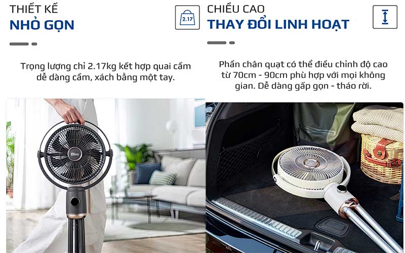 Quạt sạc tích điện Olivo WF1 - Hàng chính hãng