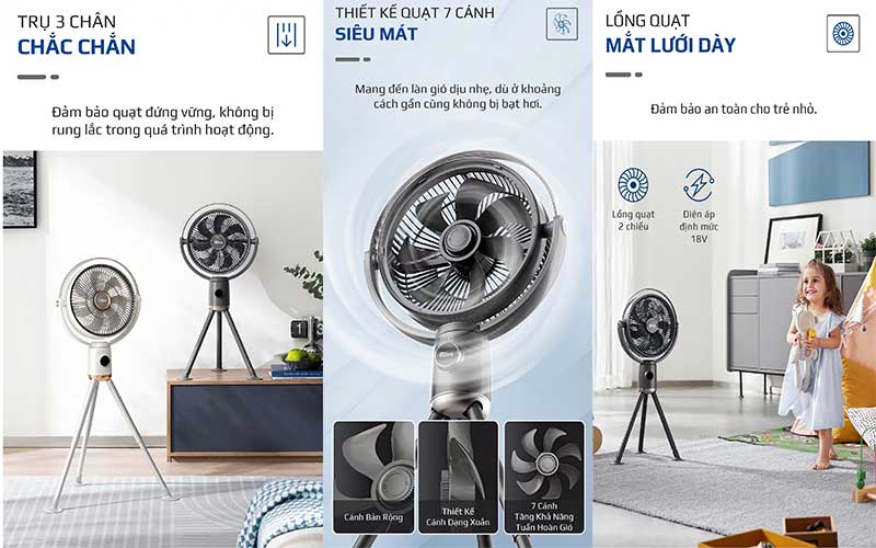 Quạt sạc tích điện Olivo WF1 - Hàng chính hãng
