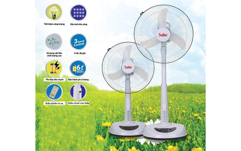 Quạt sạc tích điện Saiko CR-931 - Hàng chính hãng