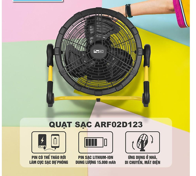 Quạt sạc tích điện AC ARF02D123 - Hàng chính hãng