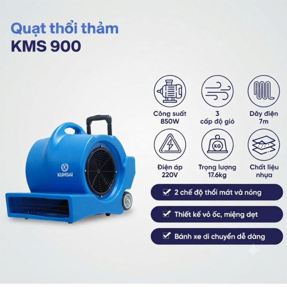 Quạt sấy thảm Kumisai KMS 900 - Hàng chính hãng