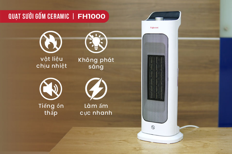 Quạt sưởi gốm để bàn Fujihome FH1000 - Hàng chính hãng
