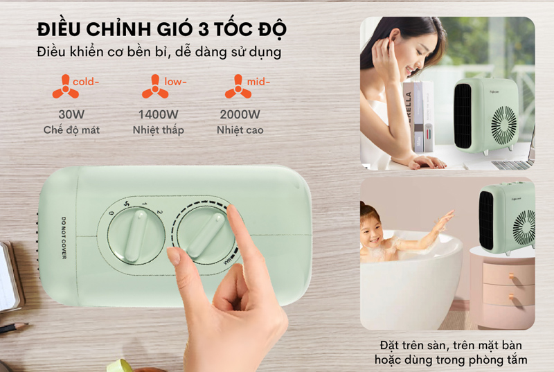 Quạt sưởi gốm mini Fujihome FH1200 - Hàng chính hãng