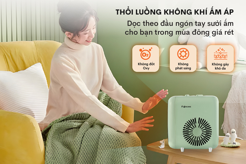 Quạt sưởi gốm mini Fujihome FH1200 - Hàng chính hãng