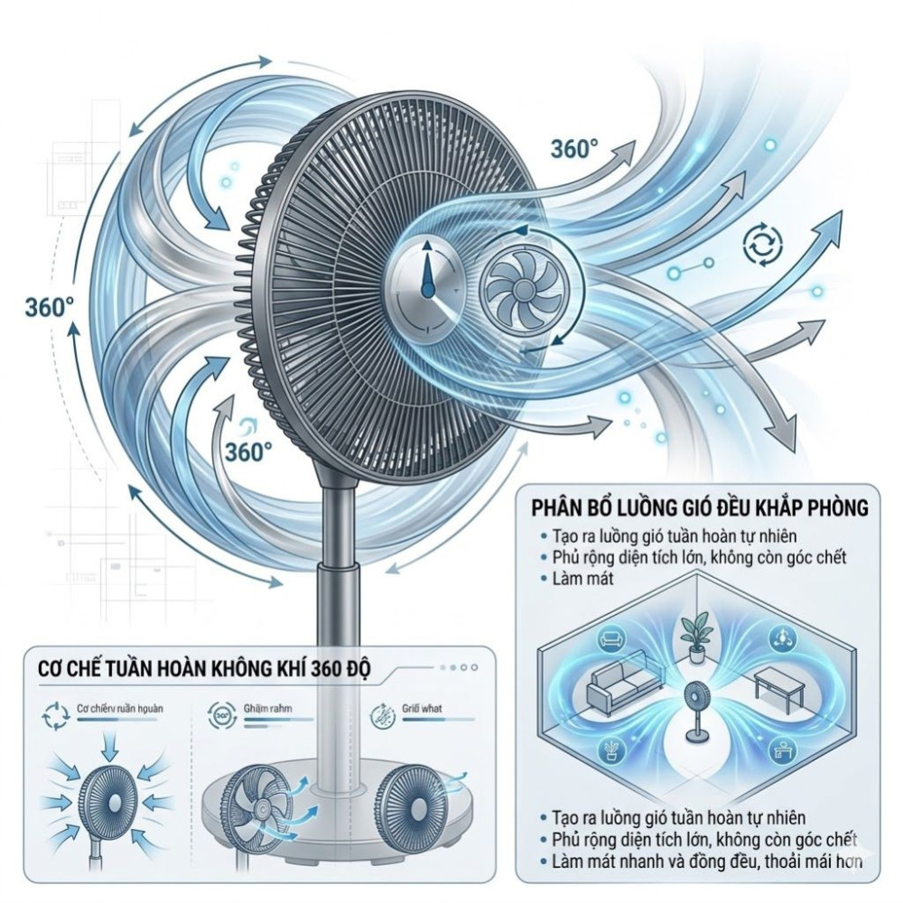 Quạt tuần hoàn không khí 360 độ Kalpen F12 - Hàng chính hãng