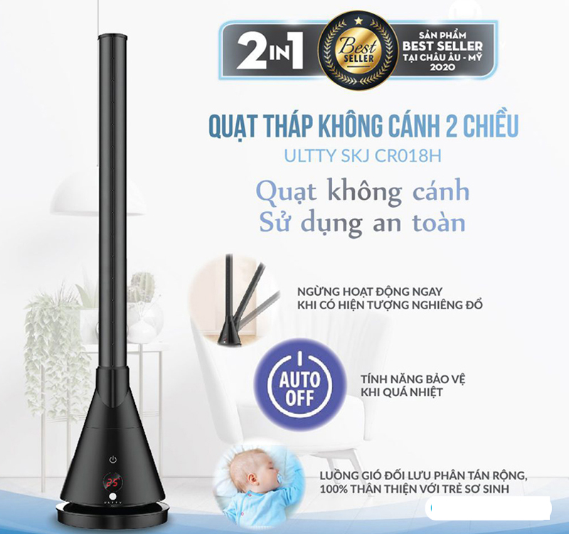 Quạt tháp không cánh 2 chiều Ultty SKJ-CR018H - Hàng chính hãng