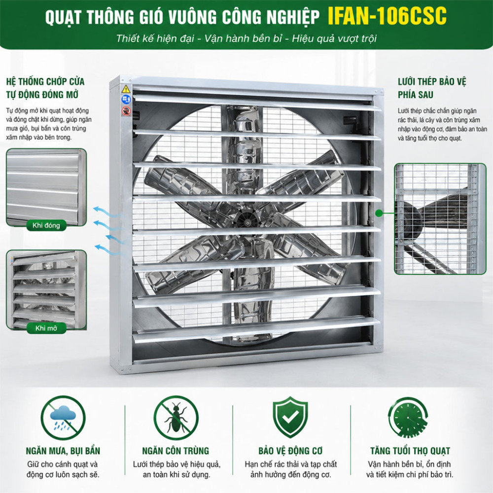 Quạt thông gió vuông công nghiệp IFAN-106CSC - Hàng chính hãng