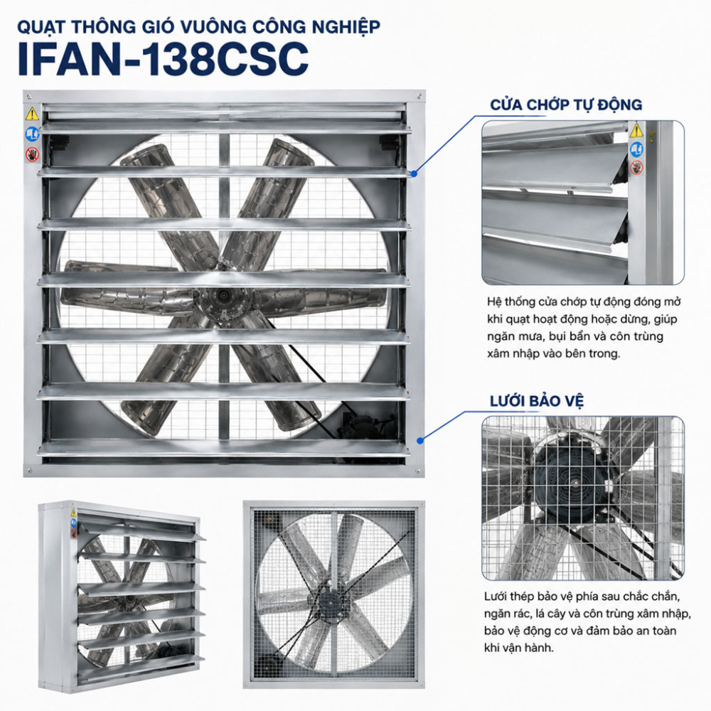 Quạt thông gió vuông công nghiệp IFAN-138CSC - Hàng chính hãng