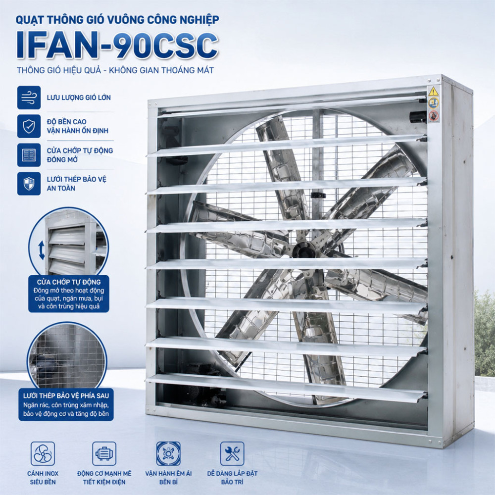 Quạt thông gió vuông công nghiệp IFAN-90CSC - Hàng chính hãng