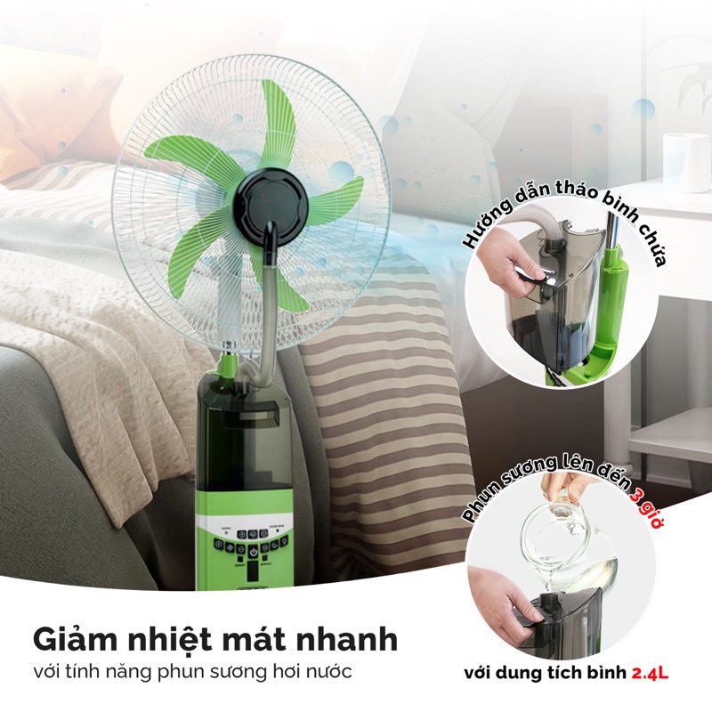 Quạt sạc tích điện hơi nước Honjianda HJD-918PS - Hàng chính hãng