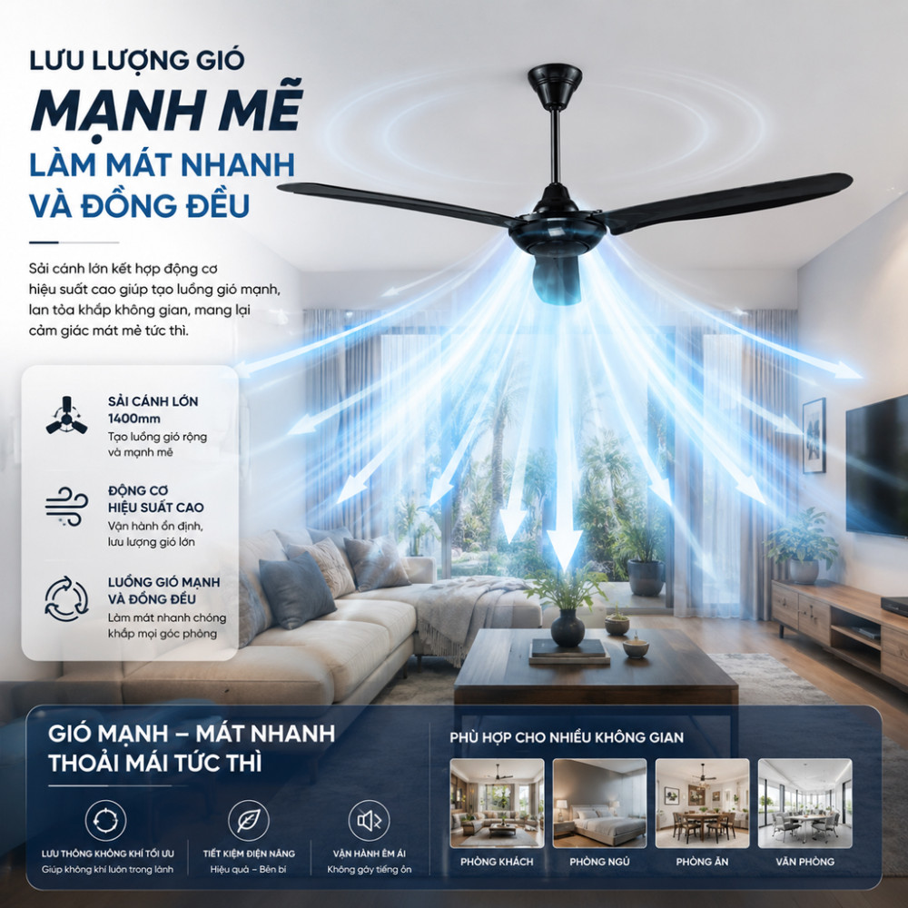 Quạt trần 3 cánh Alpha TX-3 - Hàng chính hãng
