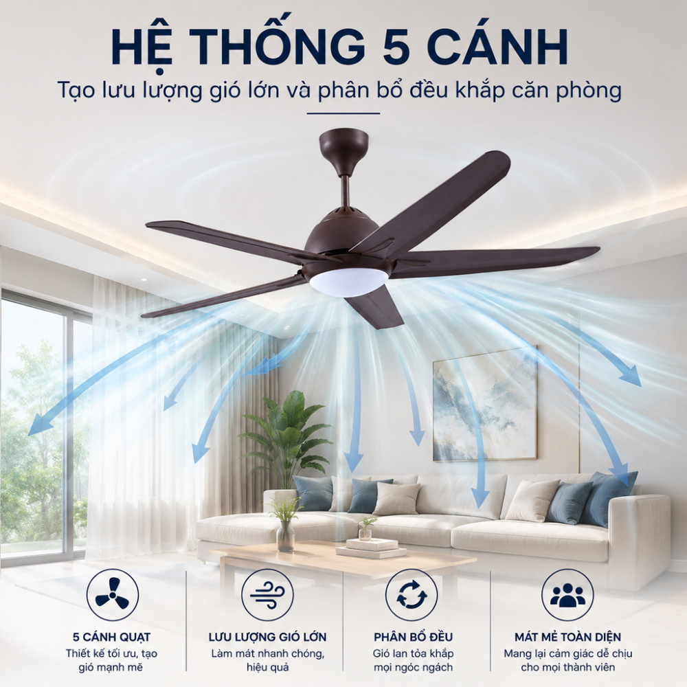 Quạt trần trang trí Alpha OPERA-5 - Hàng chính hãng