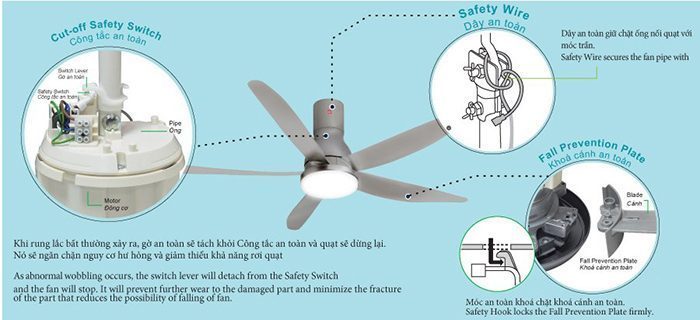 Quạt trần KDK U48FP - Hàng chính hãng