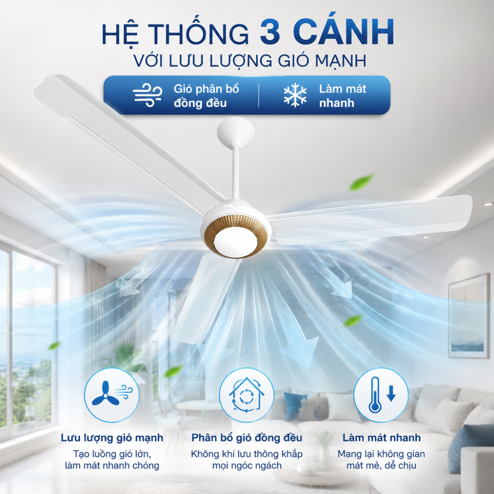 Quạt trần trang trí Alpha RF-3 - Hàng chính hãng