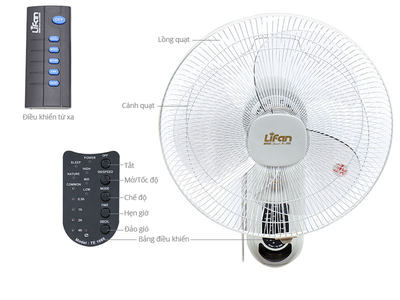 Quạt treo tường Lifan TE-1688 - Hàng chính hãng