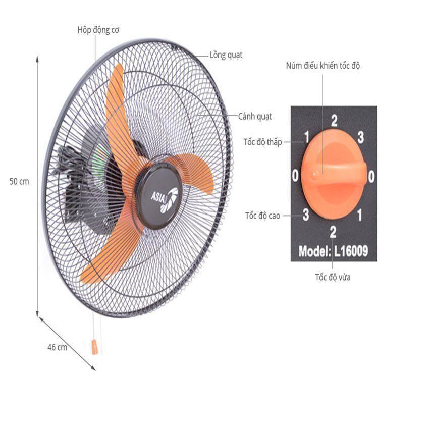 Quạt treo 2 dây Asia L16009 - Hàng chính hãng