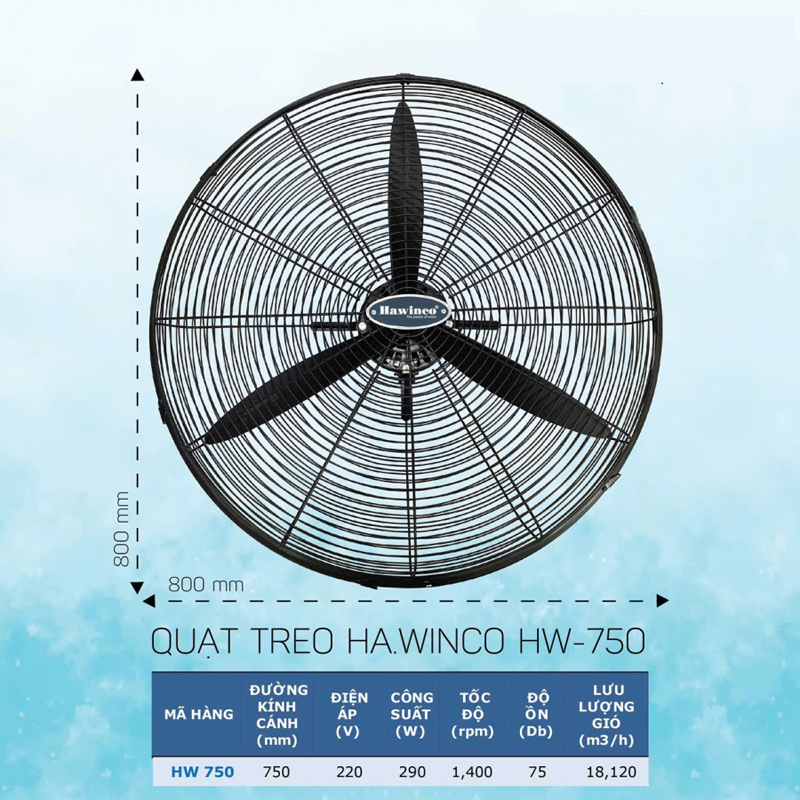 Quạt treo công nghiệp Hawin HW-750 - Hàng chính hãng