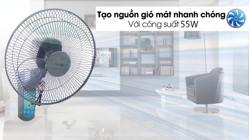 Quạt treo tường điều khiển từ xa Ching Hai W615A - Hàng chính hãng
