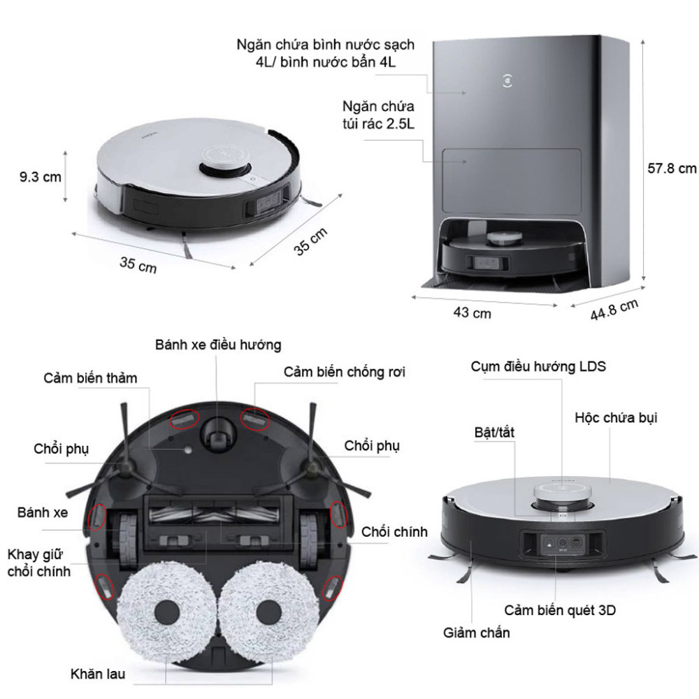 Robot hút bụi Ecovacs Deebot X1 OMNI - Hàng chính hãng