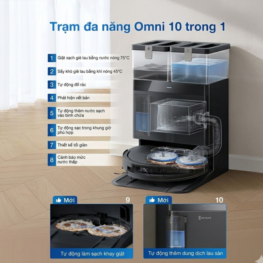 Robot hút bụi lau nhà Ecovacs Deebot T50 PRO OMNI - Hàng chính hãng