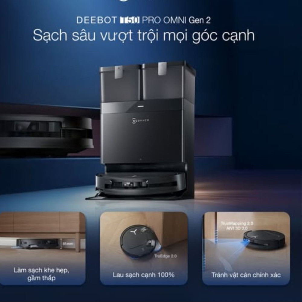 Robot hút bụi lau nhà Ecovacs Deebot T50 PRO OMNI - Hàng chính hãng