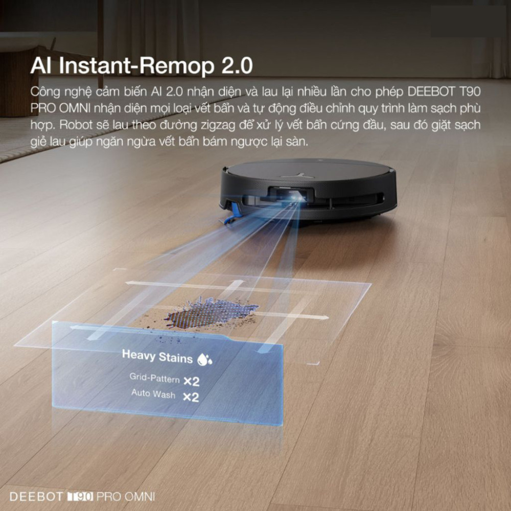 Robot hút bụi lau nhà Ecovacs Deebot T90 Pro Omni - Hàng chính hãng