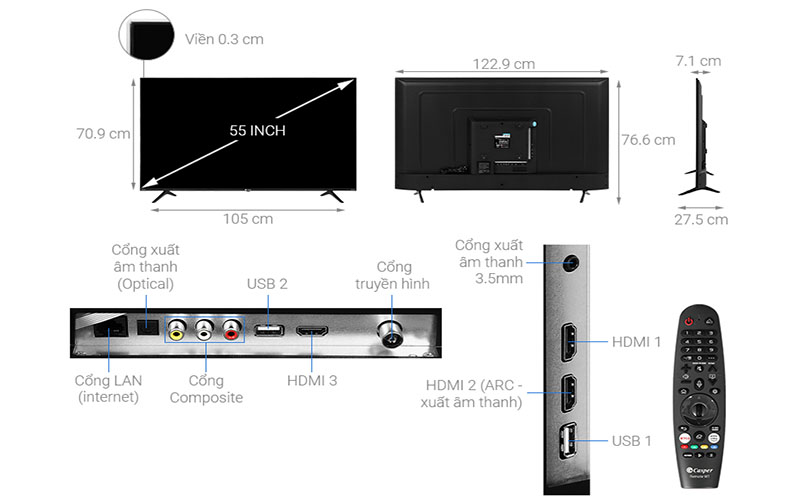 Smart Tivi Casper 4K 55 inch 55UW6000 - Hàng chính hãng