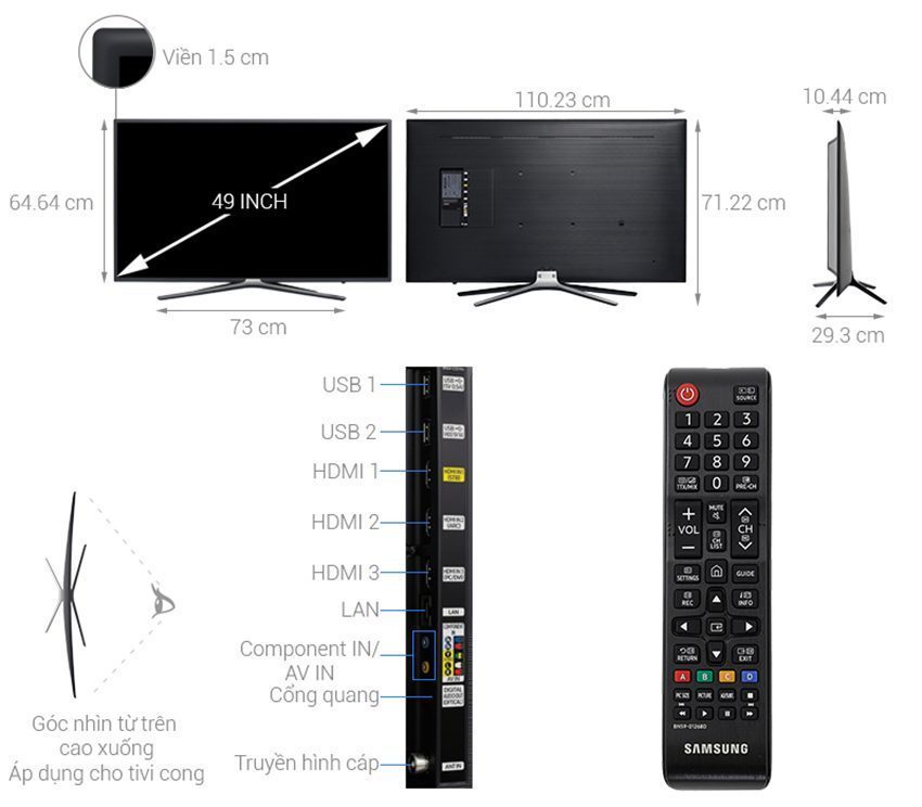 Smart Tivi Cong Samsung UA49M6303 - Hàng chính hãng