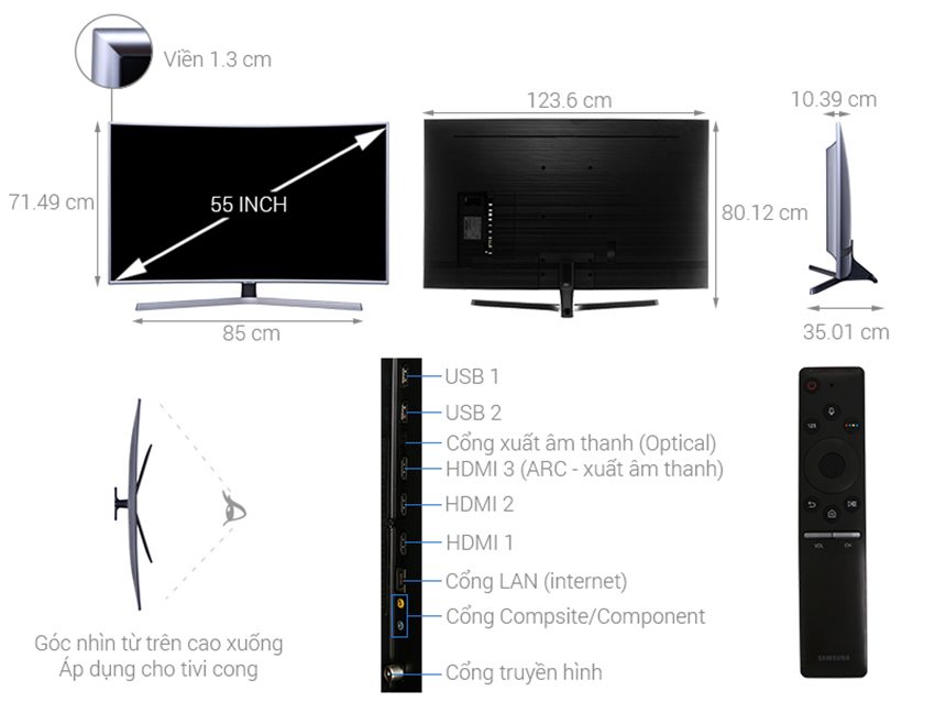 Smart Tivi Cong Samsung UA55NU7500 - Hàng chính hãng