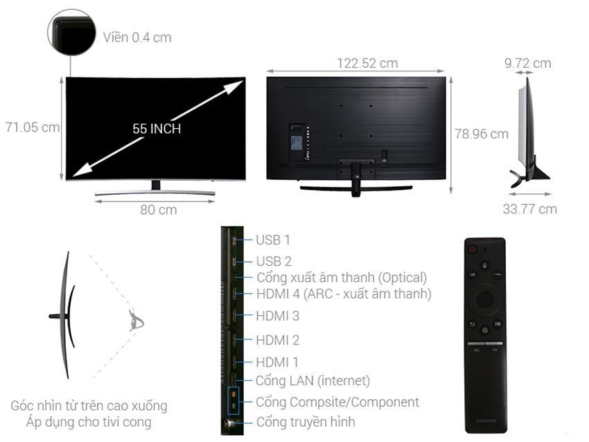 Smart Tivi Cong Samsung UA55NU8500 - Hàng chính hãng