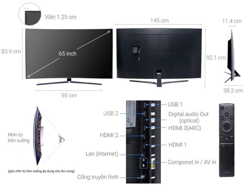 Smart Tivi Cong Samsung UA65MU6500 - Hàng chính hãng