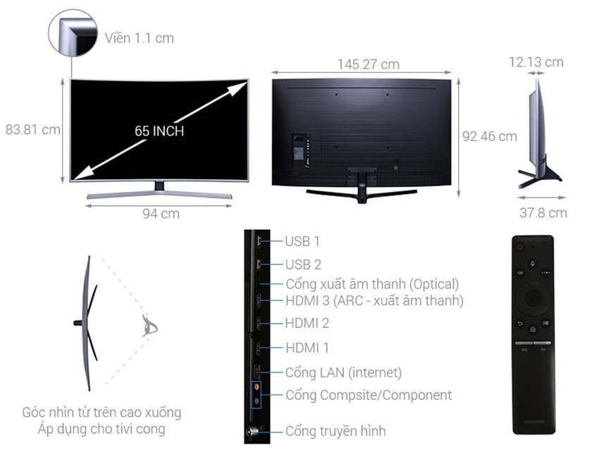 Smart Tivi Cong Samsung UA65NU7500 - Hàng chính hãng