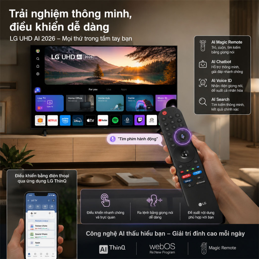 Smart Tivi LG UHD AI 4K 43 inch 43UA8055PSA - Hàng chính hãng