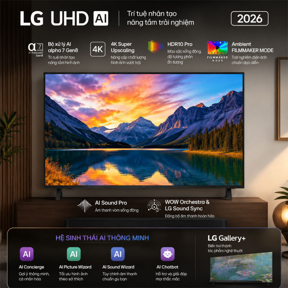Smart Tivi LG UHD AI 4K 43 inch 43UA8055PSA - Hàng chính hãng