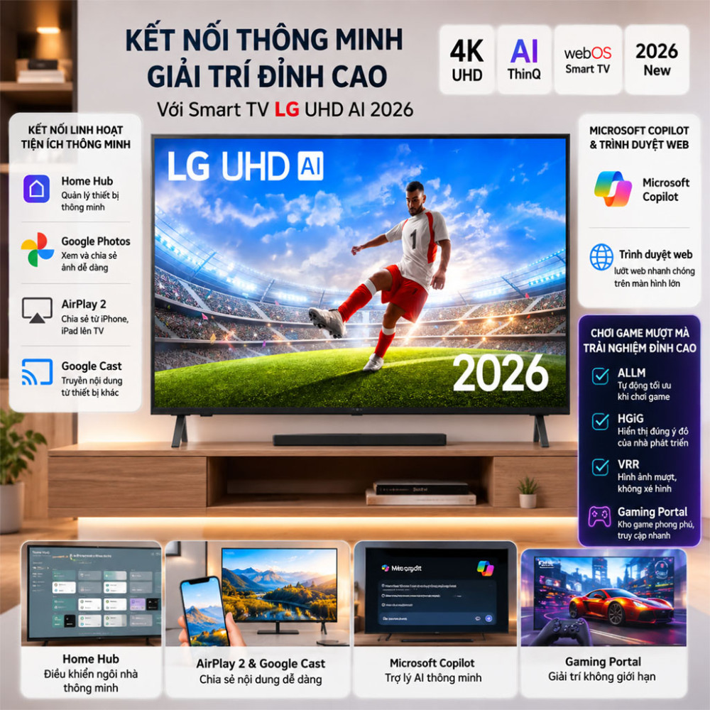 Smart Tivi LG UHD AI 4K 50 inch 50UA8055PSA - Hàng chính hãng