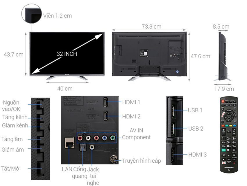 Smart Tivi Panasonic TH-32ES500V - Hàng chính hãng