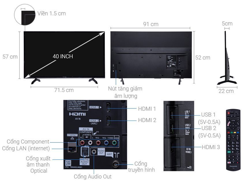 Smart Tivi Panasonic TH-40FS500V - Hàng chính hãng