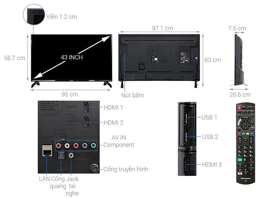 Smart Tivi Panasonic TH-43ES500V - Hàng chính hãng