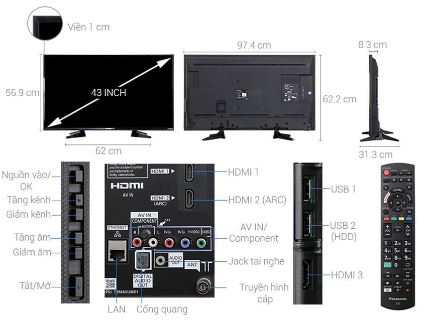 Smart Tivi Panasonic TH-43ES600V - Hàng chính hãng