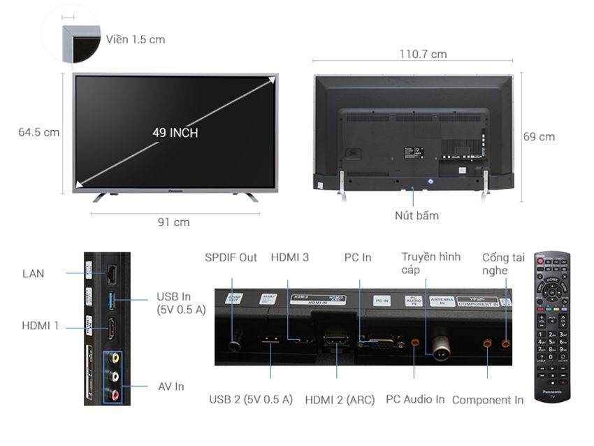 Smart Tivi Panasonic TH-49DX400V - Hàng chính hãng