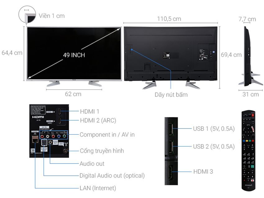 Smart Tivi Panasonic TH-49ES630V - Hàng chính hãng