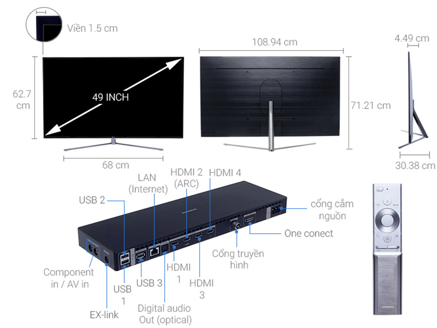 Smart Tivi QLED Samsung QA49Q7F - Hàng chính hãng