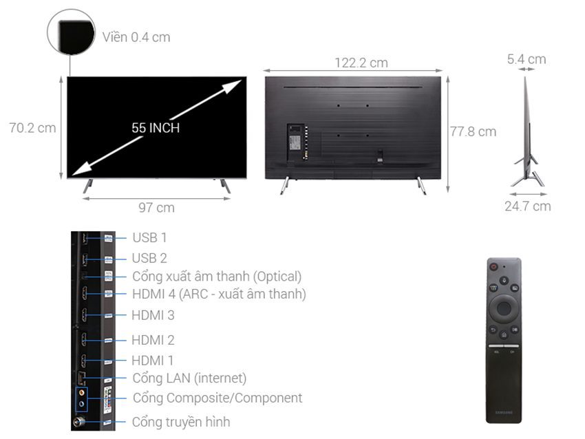 Smart Tivi QLED Samsung QA55Q6FN - Hàng chính hãng