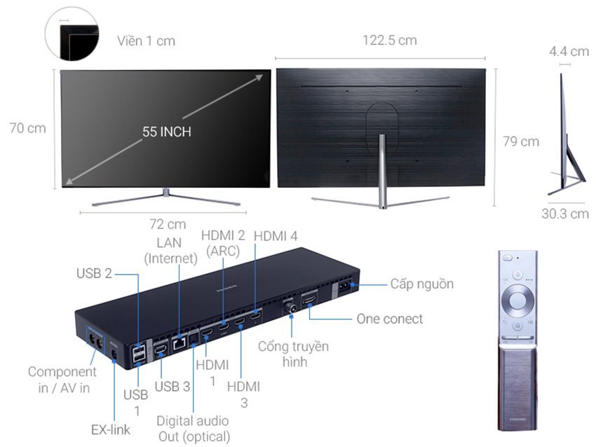 Smart Tivi QLED Samsung QA55Q7F - Hàng chính hãng